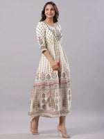 Juniper Women Yellow Shantoon Printed Anarkali Maxi Dress.