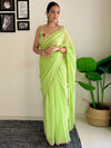 Avanshee Women's Latest Solid Georgette Saree With Embroidred Unstiched Blouse-AVN-1704-GREEN