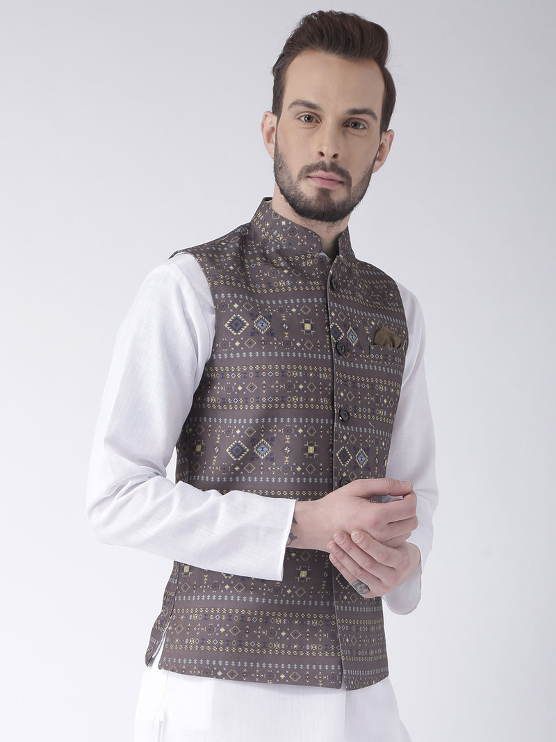 Hangup Men Standard Printed Men's Indian Wear-38APrintedNehru