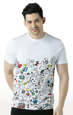 Huetrap White Mens Short Sleeve Graphic Printed Tshirt-HT16MKGRAWHT00376