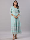 Juniper Women Sky Blue Chiffon Dobby Printed Maxi Dress