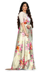 Avanshee Women's Latest Floral Printed Satin Saree With Unstiched Blouse-7048-CREAM