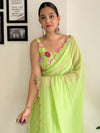 Avanshee Women's Latest Solid Georgette Saree With Embroidred Unstiched Blouse-AVN-1704-GREEN