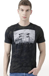 Huetrap Black Mens Short Sleeve Graphic Printed Tshirt-HT17MKGRABLK00775