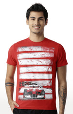 Huetrap Red Mens Short Sleeve Graphic Printed Tshirt-HT15MKGRARED00015