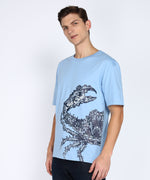 Cotton Jersey Oversized Crab Print Men's T-Shirt