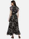 Floral Black Frilled Dress-17370