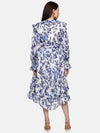 Floral  Blue Wrap Dress-17400