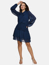 Blue Tie- Knot Smocked Dress-17432