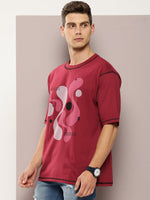 Dillinger Maroon Graphic Oversized T-shirt