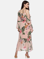 Floral Multicolor Ruffled Wrap Dress-17392