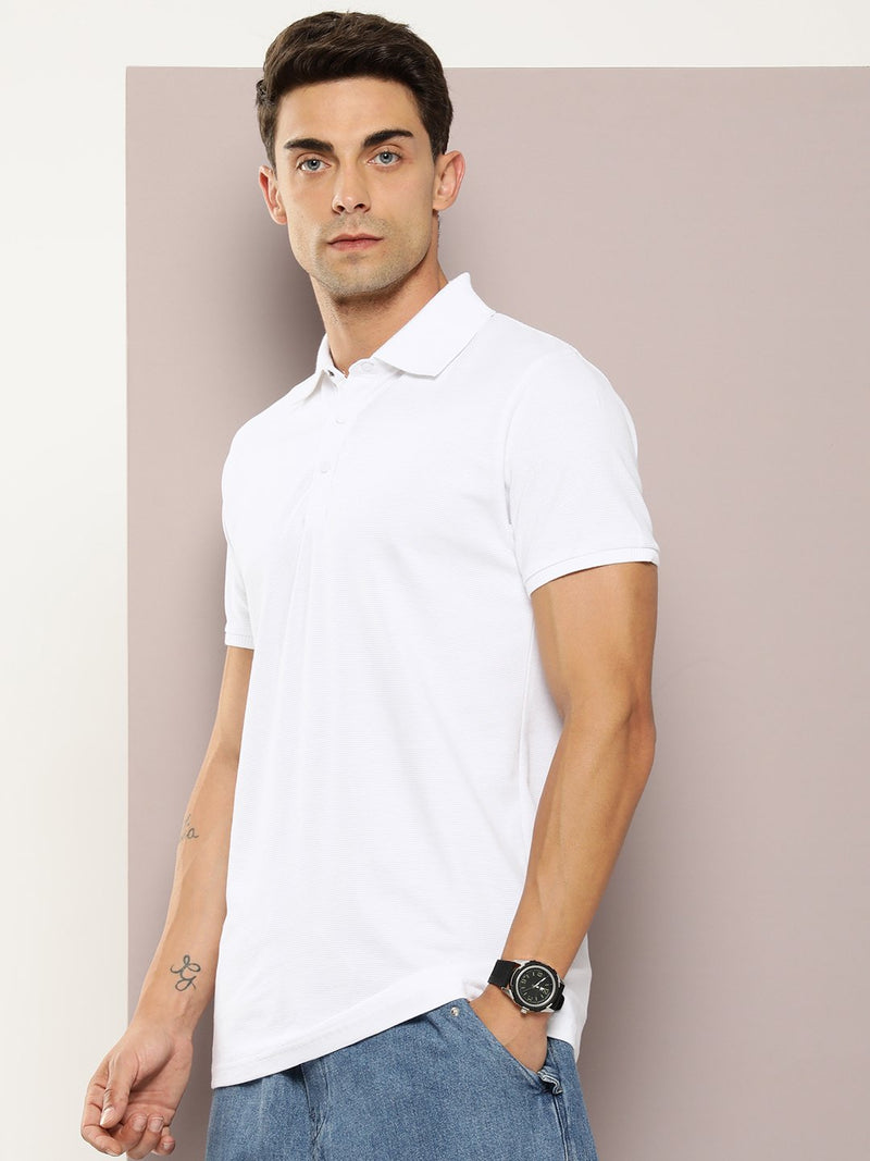Dillinger White Solid Regular Snap Polo T-shirt