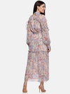 Floral Multicolored Ruffled Blouson Sleeve Dress-17408