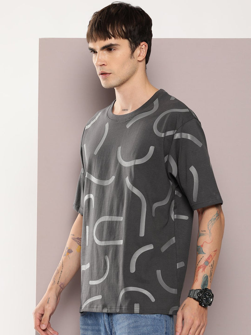 Dillinger Grey Graphic Oversized T-shirt