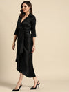 Shirt Dress With Front Drape-Tc0521Jbk-S