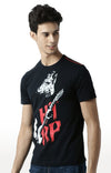 Huetrap Black Mens Short Sleeve Graphic Printed Tshirt-HT14MKGRABLK00164