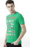 Huetrap Green Mens Short Sleeve Graphic Printed Tshirt-HT17MKGRAGRE00544