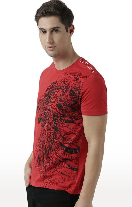 Huetrap Red Mens Short Sleeve Graphic Printed Tshirt-HT17MKGRARED00533