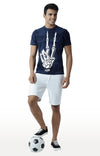 Huetrap Blue Mens Short Sleeve Graphic Printed Tshirt-HT16MKGRALNY00413