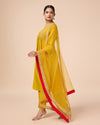 Avanshee Women's Latest Solid Embroidred Cotton Blend Alia Cut Kurta, Pant With Dupatta Set-ES-7540-Mustard