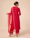 Avanshee Women's Latest Solid Red Cotton Blend Kurta, Pant With Embroidred Dupatta Set-ES-7542