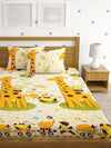 Home Sizzler 144TC Microfibre Yellow Double Bedsheet With 2 King Size Pillow Covers-HSDBS004060