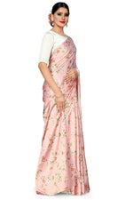 Avanshee Women's Latest Floral Printed Satin Saree With Unstiched Blouse-7048-PEACH