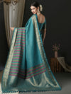 Saree Mall Women's  Blend Blue Woven Design Designer Saree With Blouse Piece-42ALEKHA4201