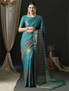 Saree Mall Women's  Blend Blue Woven Design Designer Saree With Blouse Piece-42ALEKHA4201