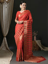 Saree Mall Women's  Blend Red Woven Design Designer Saree With Blouse Piece-42ALEKHA4203