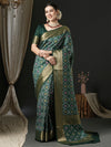 Saree Mall Women's  Blend Dark Green Woven Design Designer Saree With Blouse Piece-43ALEKHA4301