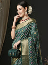 Saree Mall Women's  Blend Dark Green Woven Design Designer Saree With Blouse Piece-43ALEKHA4301