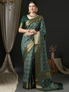 Saree Mall Women's  Blend Dark Green Woven Design Designer Saree With Blouse Piece-43ALEKHA4301