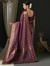 Saree Mall Women's  Blend Purple Woven Design Designer Saree With Blouse Piece-43ALEKHA4304