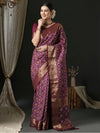 Saree Mall Women's  Blend Purple Woven Design Designer Saree With Blouse Piece-43ALEKHA4304