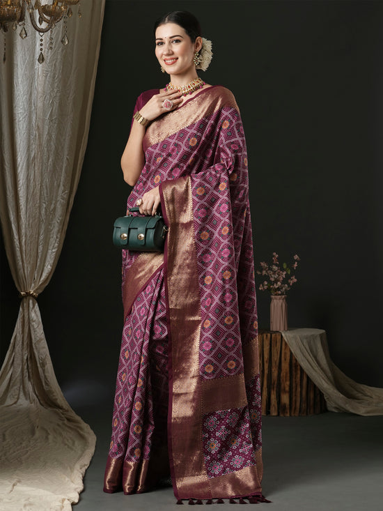 Saree Mall Women's  Blend Purple Woven Design Designer Saree With Blouse Piece-43ALEKHA4304