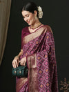 Saree Mall Women's  Blend Purple Woven Design Designer Saree With Blouse Piece-43ALEKHA4304