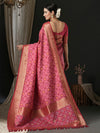 Saree Mall Women's  Blend Pink Woven Design Designer Saree With Blouse Piece-43ALEKHA4305