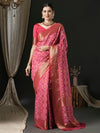 Saree Mall Women's  Blend Pink Woven Design Designer Saree With Blouse Piece-43ALEKHA4305