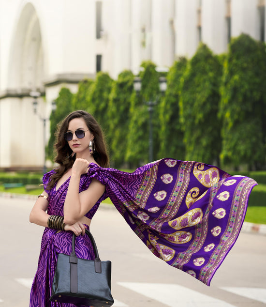 Avanshee Women's Latest Digital Print, Floral Print, Printed, Paisely Color Block,Bollywood Satin Saree-RR-700004