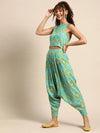 Women Solid Standard Aqua Blue Jumpsuits & Sets