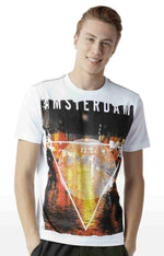 Huetrap White Mens Short Sleeve Graphic Printed Tshirt-HT13MKGRAWHT00066