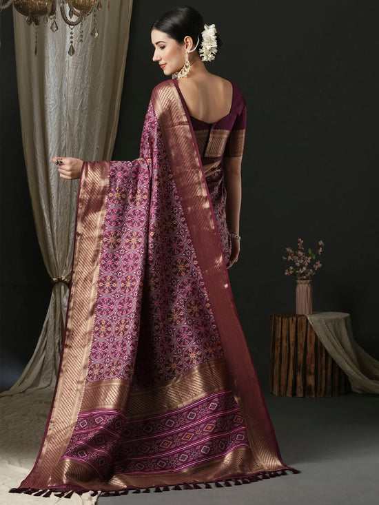 Saree Mall Women's  Blend Purple Woven Design Designer Saree With Blouse Piece-44ALEKHA4401