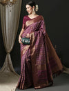 Saree Mall Women's  Blend Purple Woven Design Designer Saree With Blouse Piece-44ALEKHA4401