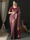 Saree Mall Women's  Blend Purple Woven Design Designer Saree With Blouse Piece-44ALEKHA4401