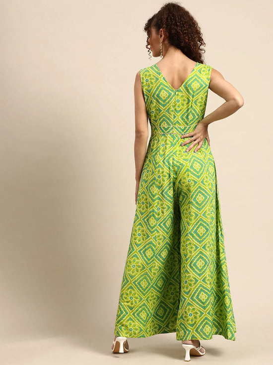 Women Solid Standard Lime Green Jumpsuits & Sets