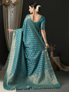 Saree Mall Women's  Blend Blue Woven Design Designer Saree With Blouse Piece-45ALEKHA4501