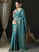 Saree Mall Women's  Blend Blue Woven Design Designer Saree With Blouse Piece-45ALEKHA4501