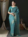 Saree Mall Women's  Blend Blue Woven Design Designer Saree With Blouse Piece-45ALEKHA4501