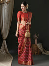 Saree Mall Women's  Blend Red Woven Design Designer Saree With Blouse Piece-45ALEKHA4502